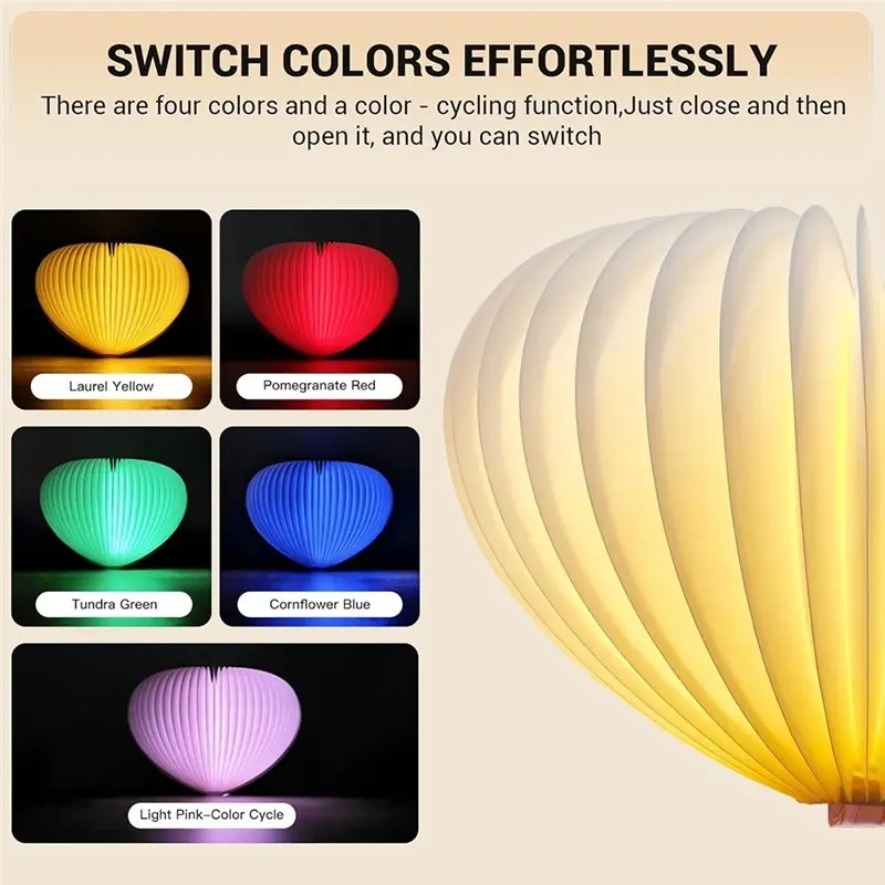 Folding Book Lamp,Heart-Shaped LED Light, 4-Color Magic Paper Night Lamp For Home Decor& Gift Giving