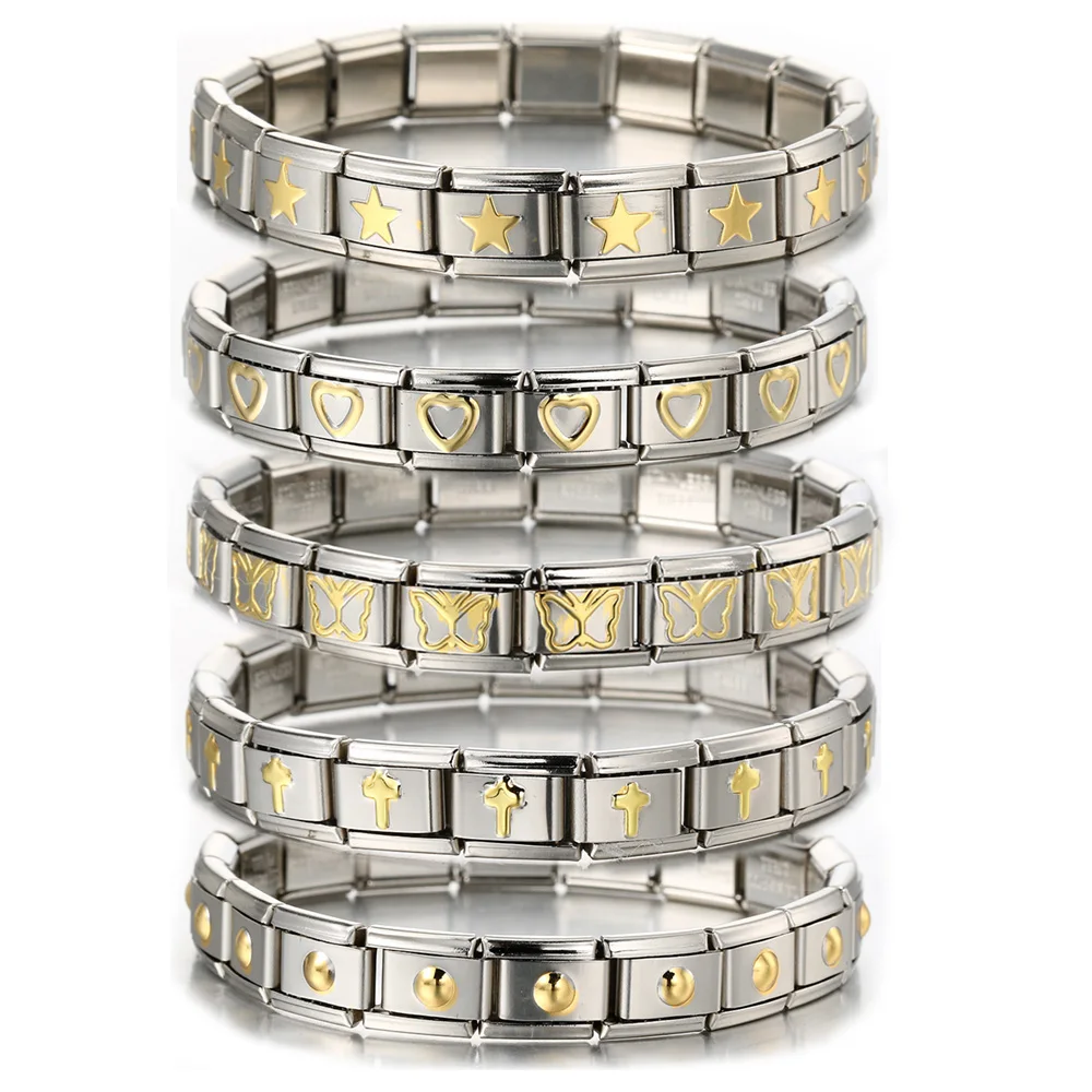 Trendy Silver Color Gold Color Plated Italian Elastic Bracelet Bangle Link Charm DIY Jewelry Making Hand Chain Fashion Jewelry