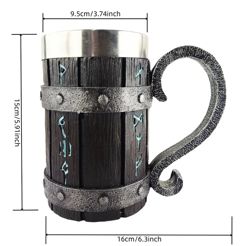 Medieval Viking Wooden Bucket Beer Mug Retro Ancient Warrior Coffee Milk Cup Home Office Drinking Utensils Decoration Craft Gift
