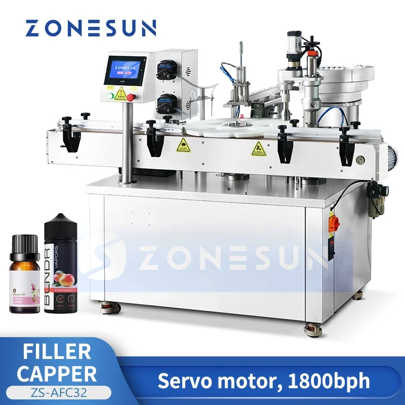 Zonesun Monoblock Filling and Capping Machine Filler Capper Bottling System Essential Oil Dropper Bottle Packaing ZS-AFC32