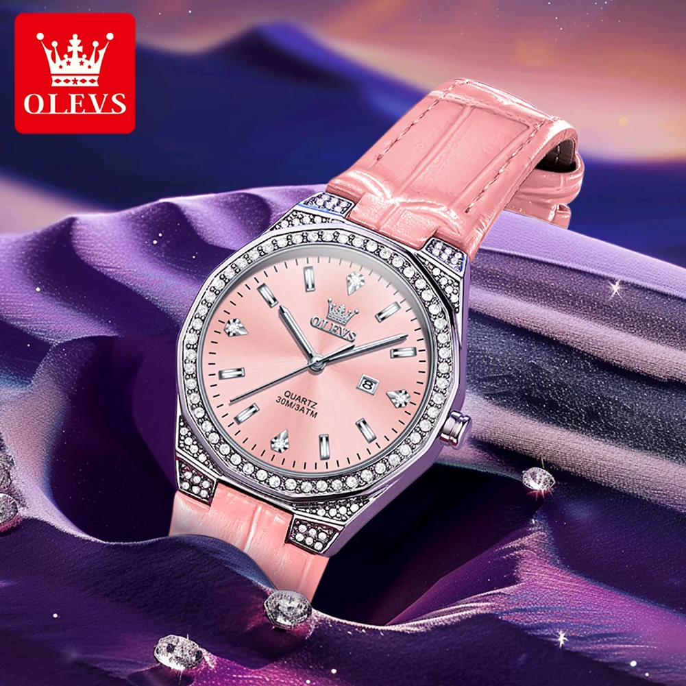 OLEVS 5606 Women‘s Watch Original Light Luxury Fashion Quartz Wristwatch Diamond Bezel Reloj Waterproof Luminous Ladies Watch