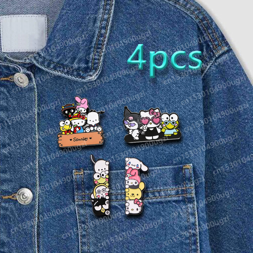 

Anime Sanrio Family Peripheral Cartoon Exquisite Lapel Enamel Pins Cute HelloKittys Brooch Clothing Bag Badge Accessories Decor