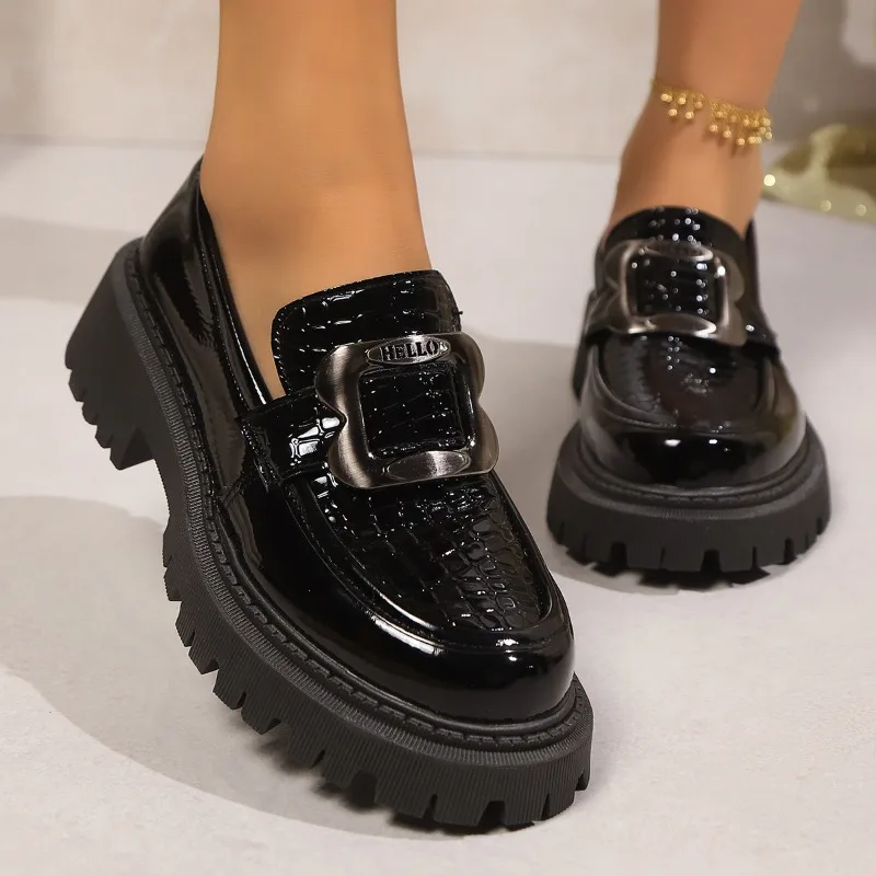 

Large-sized Thick-soled Loafers for Women,New Spring and Autumn 2025 Single Shoes, Fashionable British-style Small Leather Shoes