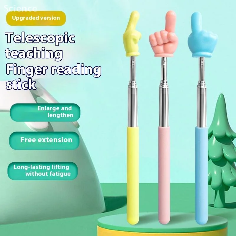 Durable Stainless Steel Teaching Pointer Telescopic Rod Finger Design Teaching Stick Classroom Finger Teachers