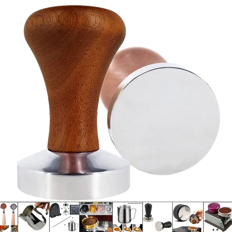 

Food Grade 51mm 53mm 58mm Coffee Tamper Wooden Handle Barista Espresso maker Grinder Handmade High Quality Hot Sale