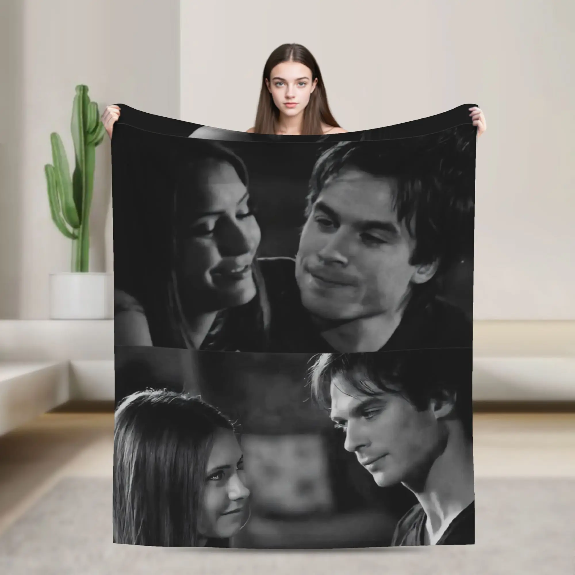 Vampire Diaries Damon Salvatore Blanket Fleece All Season  Breathable Lightweight Throw Blanket for Home Outdoor Bedding Throws