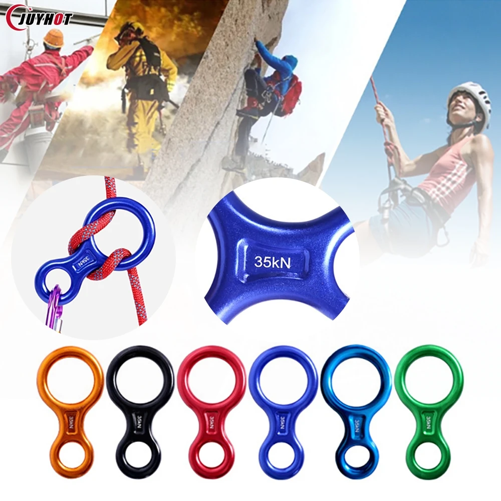 Random 1Pcs Rock Climbing Descender 35KN Outdoor 8-Shaped Ring Descent Device For Mountain Climbing And Escape Slow Descent Gear