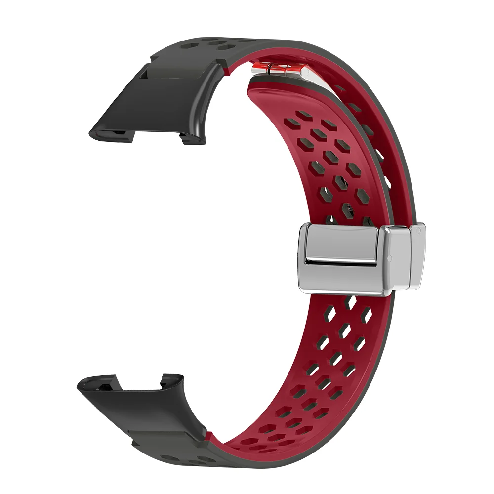 

Silicone Watch Strap with Adjustable Upgraded Magnetic Buckle & Breathable Hexagonal Air Holes For Xiaomi Band 7 Pro Unisex