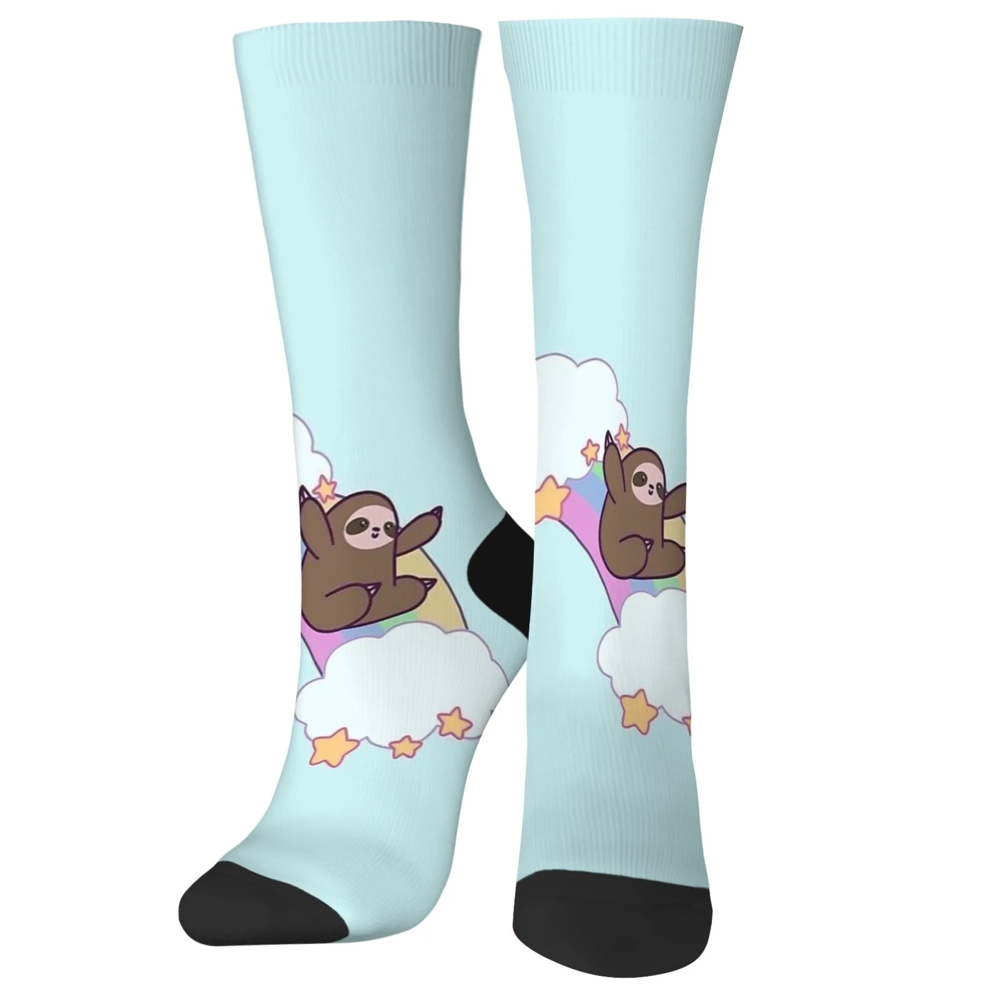 جوارب لطيفة على شكل قلب دافئ بألوان قوس قزح باللون الأزرق الفاتح بتصميم غريب الأطوار للملابس غير الرسمية وأنماط Kawaii ملابس منزلية مثالية