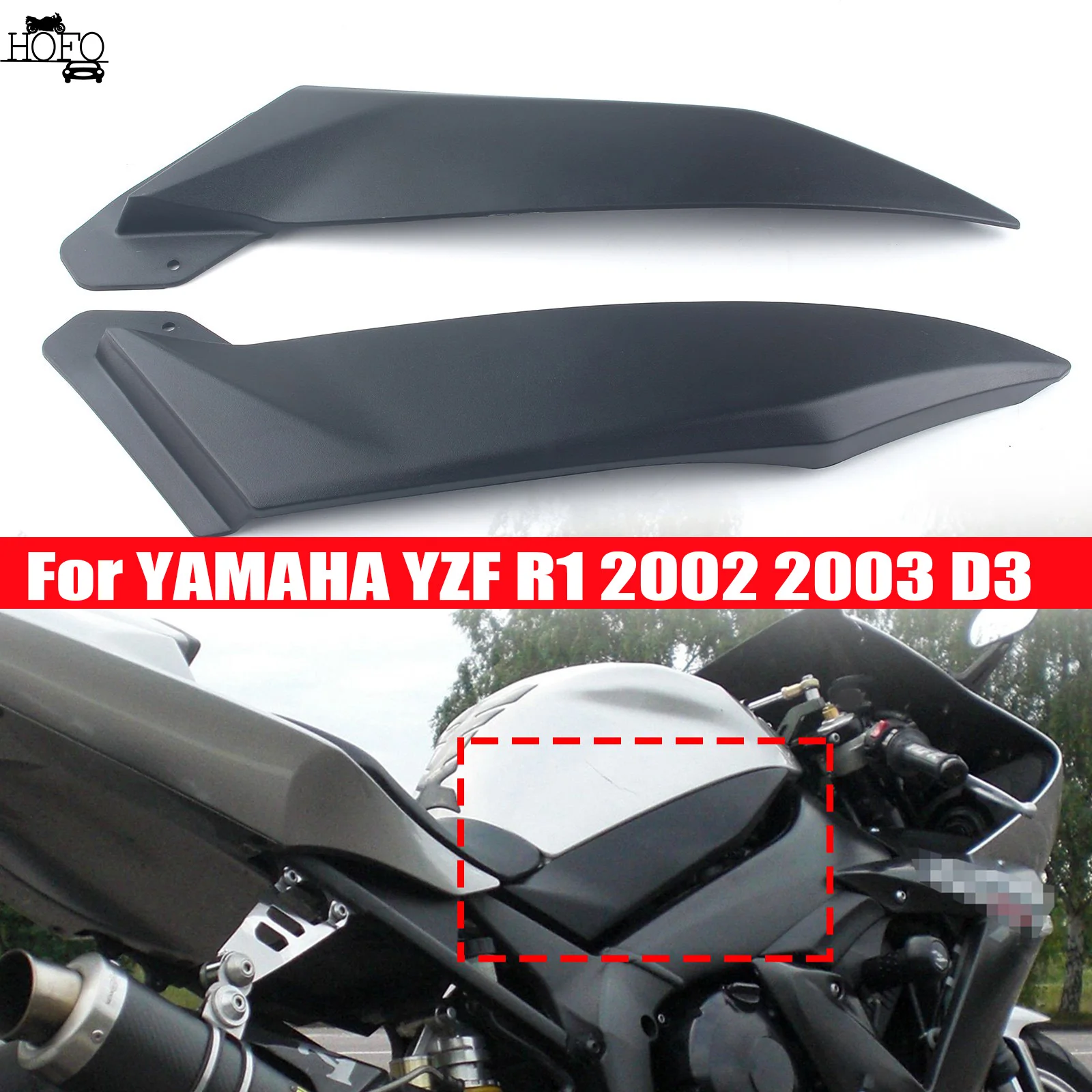 

Gas Tank Side Trim Cover Panel Fairing Cowl For YAMAHA YZF R1 2002 2003 D3