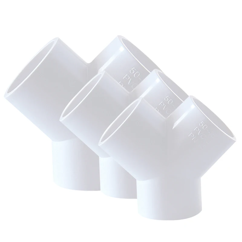 2Pcs/Lot White Inner Dia20~63mm PVC Tee Connector Water Supply Tube Joint Three-fork Plastic Aquarium Pipe Fittings Y Connectors