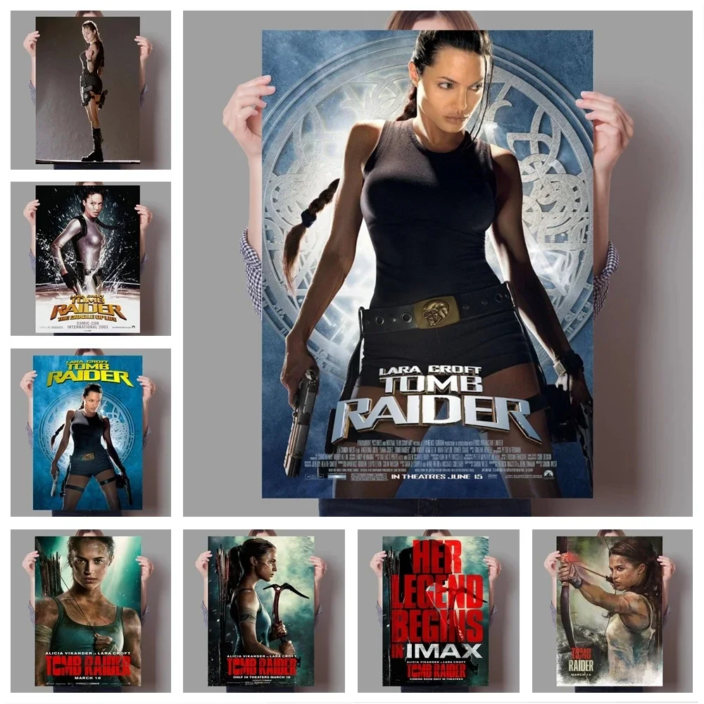 Klassischer action abenteuer film lara croft grab raider familie wand kunst dekor plakat geschenk angelina jolie mit leinwand