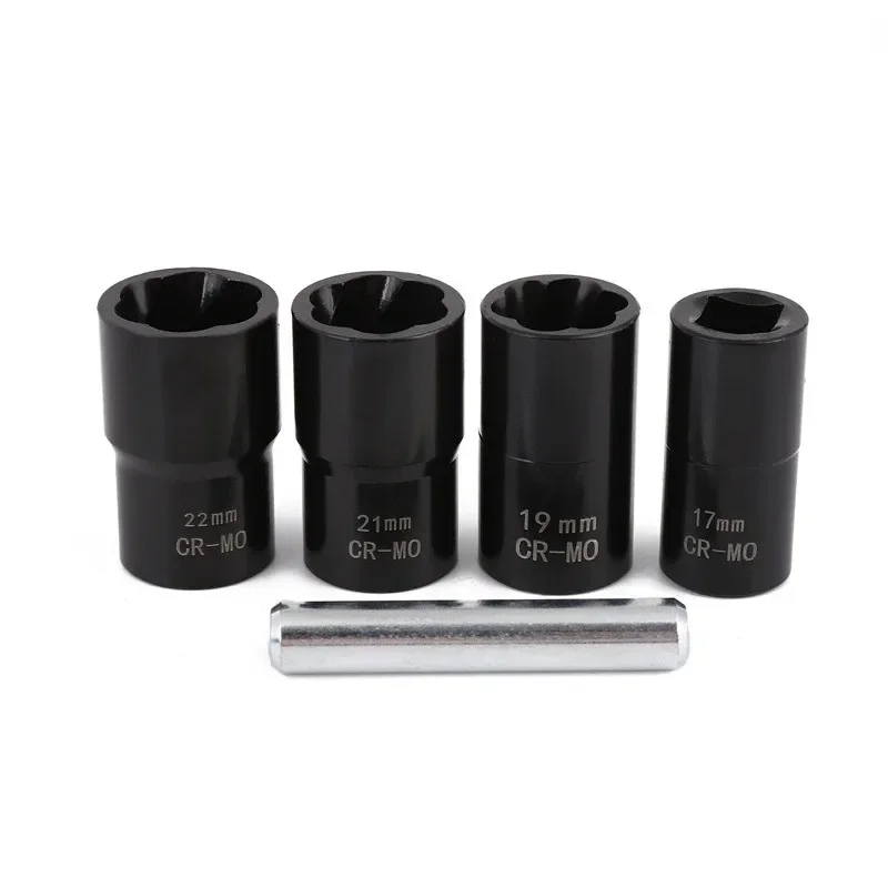 Drive Impact Bolt Nut Removal Extractor Socket Tool Set 17mm 19mm 21mm 22mm Twist Socket Set Lug Nut Remover Extractor Tool