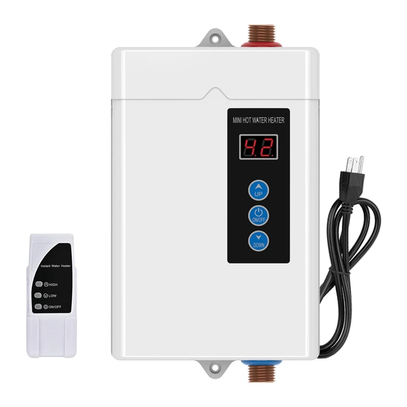 Aquecedor de água instantâneo sem tanque 3000w, aquecedor de água elétrico com controle remoto e tela sensível ao toque do lcd, durável, nós plug