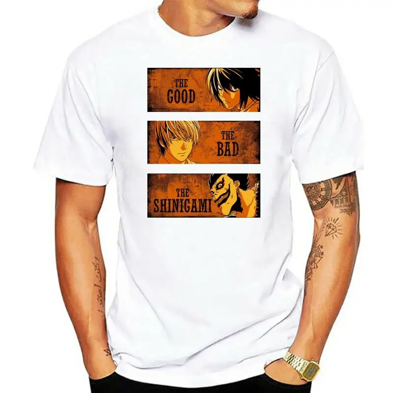 Classic Anime Death Note T Shirt Mens Cotton T-shirt Short Sleeved Manga Light Yagami L Shinigami Ryuk Tee Fitted Harajuku