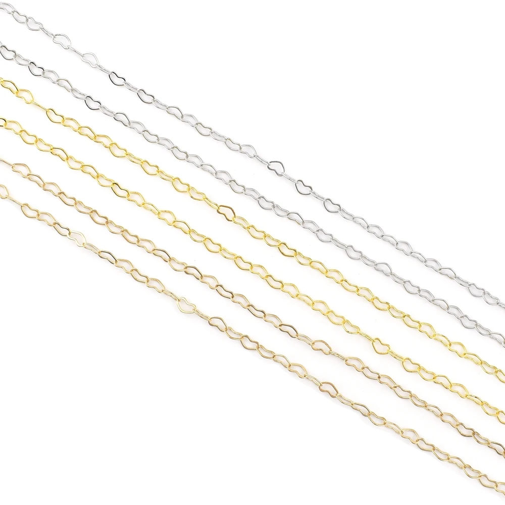 2M/lot 3*5mm Heart Shape Necklace Link Chains For Jewelry Making Supplies DIY Handmade Craft Accessories