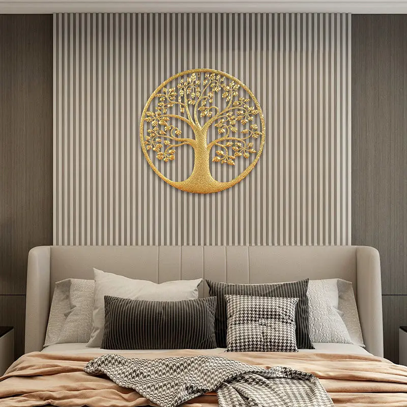 Golden Wealth Tree Decoration Iron Art Wall Decor Postmodern Minimalist Hotel Bedside Living Room Wallpaper Background Crafts