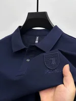 Polo de manga corta transpirable de seda de hielo de alta gama camiseta de golf de verano para ocio y negocios con bordado de marca de lujo a la moda para hombre