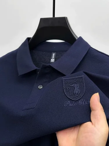 Polo de manga corta transpirable de seda de hielo de alta gama camiseta de golf de verano para ocio y negocios con bordado de marca de lujo a la moda para hombre