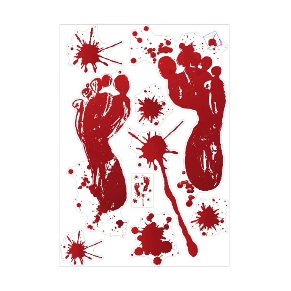 Blood Handprint Footprint Pattern Halloween Window Decoration Sticker Removable Self-Adhesive Wall Decoration Sticker PVC