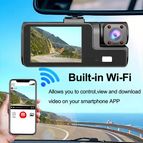 WIFI APP-styrd bil-DVR 2/3-kanalig 1080P dashcam för bilar framifrån (tillval) backkamera video bilkamera biltillbehör 10 best sales HD-bil-DVR - №6