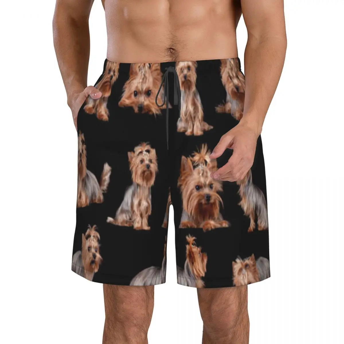 

Quick Dry Swimming Shorts Yorkshire Terrier Dogs Background Swimwear Man Swimsuit Swim Trunks