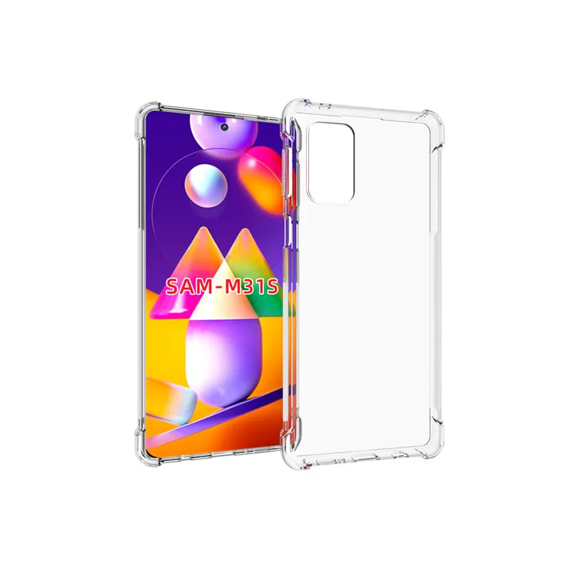 For Samsung Galaxy M31S phone case transparent all-inclusive TPU four-corner anti-fall silicone protective cover soft