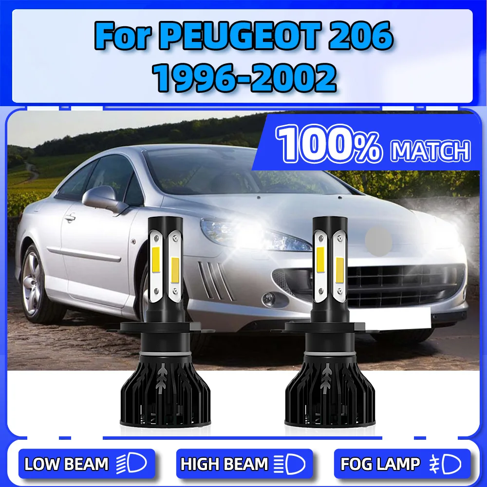 Canbus LED Headlight Bulbs 20000LM High Low Beam Front Lights 12V Car Lamps For PEUGEOT 206 1996 1997 1998 1999 2000 2001 2002