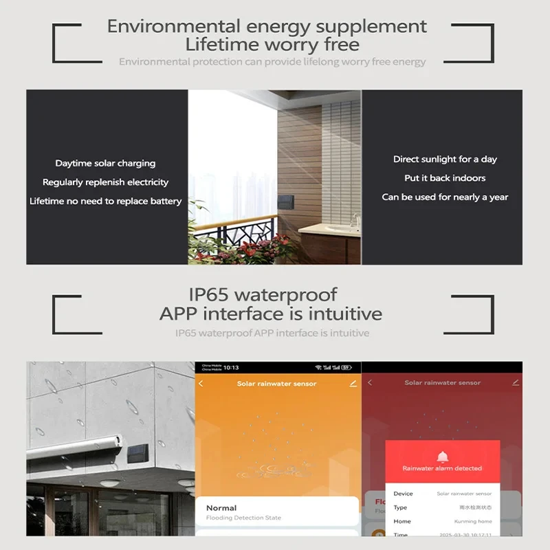 Tuya Zigbee Solar Rain Sensor Wireless App Control Real-Time Rain Detection Support