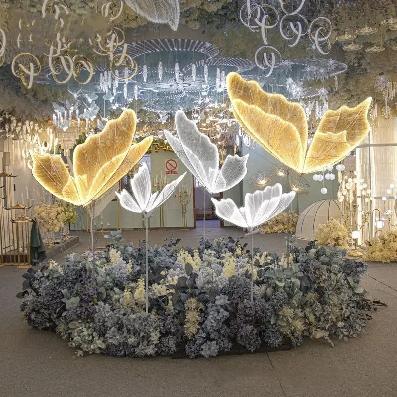 Wedding Decor Light Butterflies LED Lace Ceiling Lamp Romantic Creative Butterfly Lamps Road Load Walkway on Party Stage Lights.