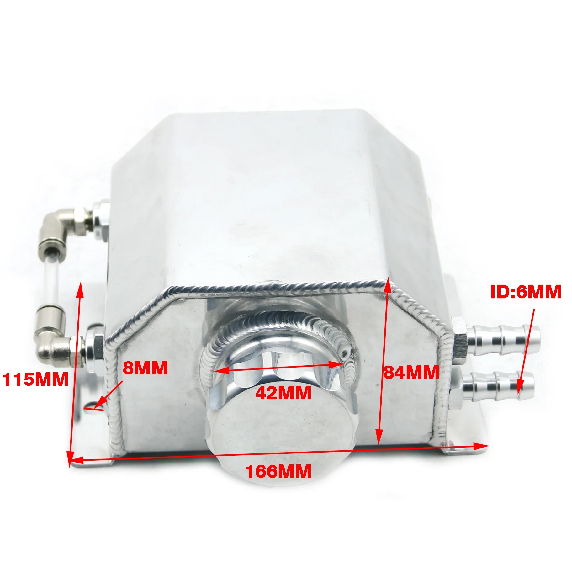 Square Oil Breathable Pot Aluminum 1L Capacity Gas Recycling Tank Universal Fit For Most Car Vehicle Accessories