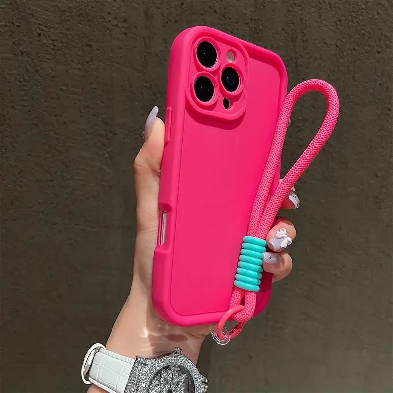 Luxuriöse, farbenfrohe Handyhülle mit Trageschlaufe für iPhone 18 17 16 15 14 13 12 11 Pro Max 16E X XR XS 7 8 Plus, stoßfeste, weiche Hülle – Detail 4