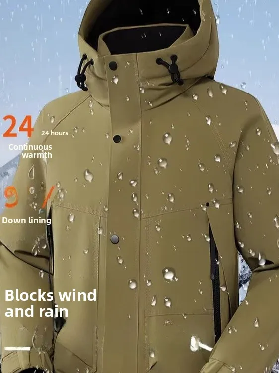 

Куртка-пуховик Extreme Cold Series с 90% белым утиным пухом, всепогодная, водонепроницаемая, ветрозащитная, с капюшоном, для активного отдыха