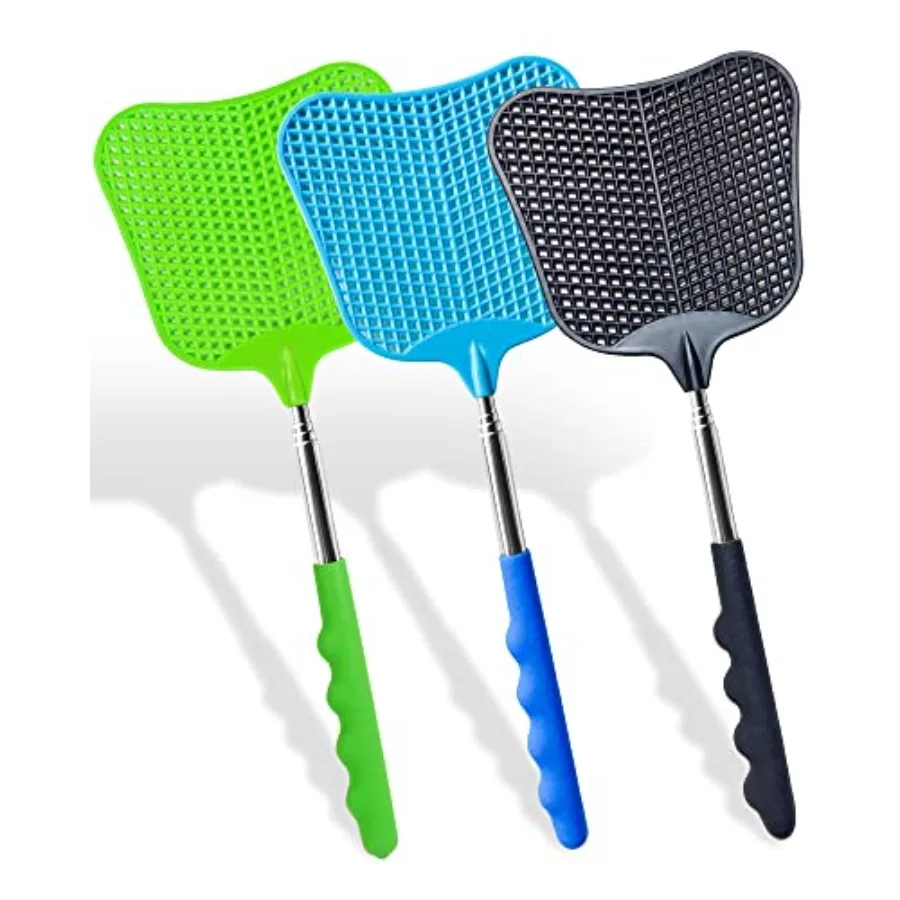 3 pcs Fly Swatter, Fly Swatters Plastic Telescopic, Large Bug Swatter that Work for Indoor and Outdoor