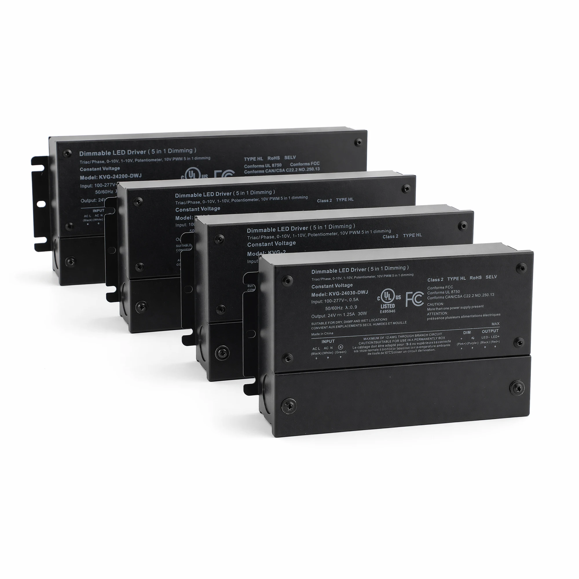 US Dimmable LED Driver Power Supply AC 100-277V to DC 24V Transformer for LED Light