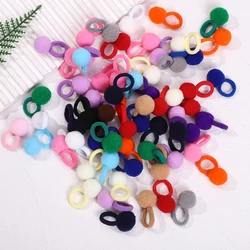 10pcs Kids Elastic Hair Bands Girls Plush Ball Rubber Band For Children Sweets Scrunchie Hair Ties Clip Baby Hair Accessories