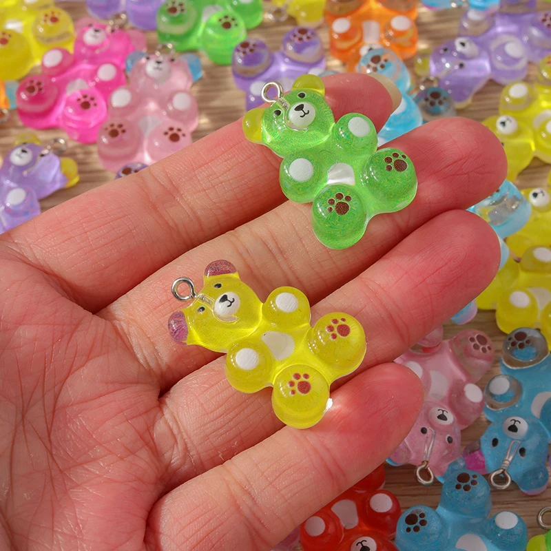 10pcs 18x30mm Cartoon Resin Gummy Bear Charms Pendant for Jewelry Making Drop Earrings Necklaces Bracelets DIY Crafts Supplies