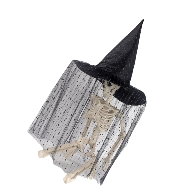 Halloween Party Witch Hats Cobweb Glitter Ruffled Sheer Pointed Hat Cosplay Accessory Unique Witch Hat