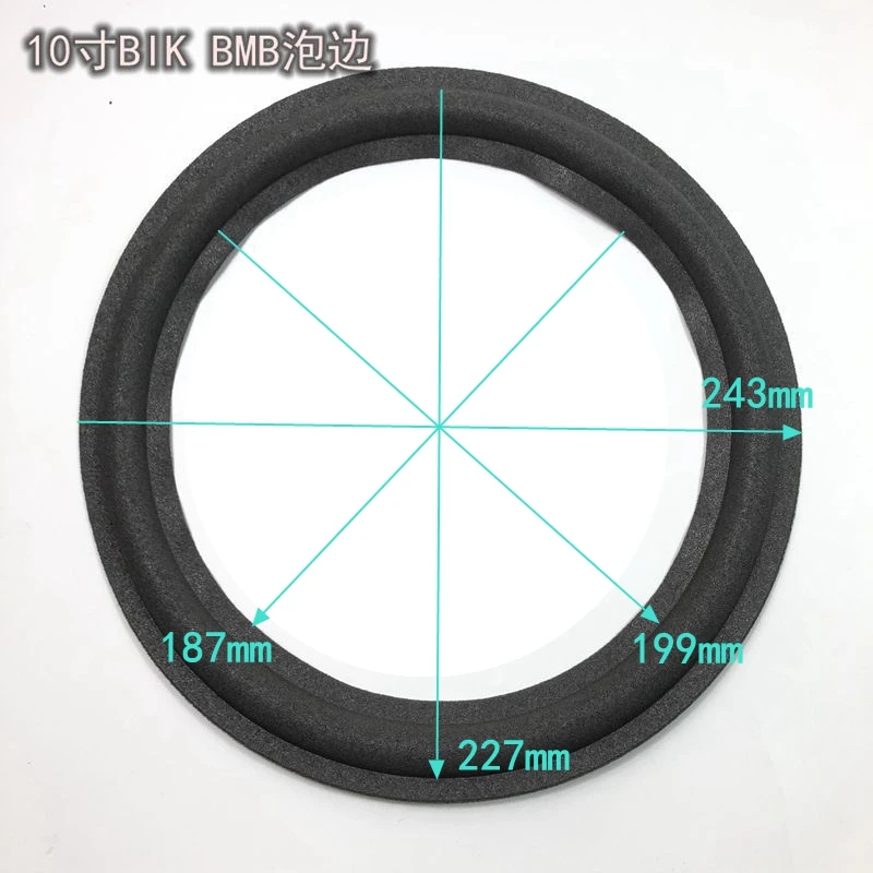 2PCS 10inch 243mm 187mm Black Foam Edge Outsied ring Speaker Repair Removal for BIK BMB Speaker