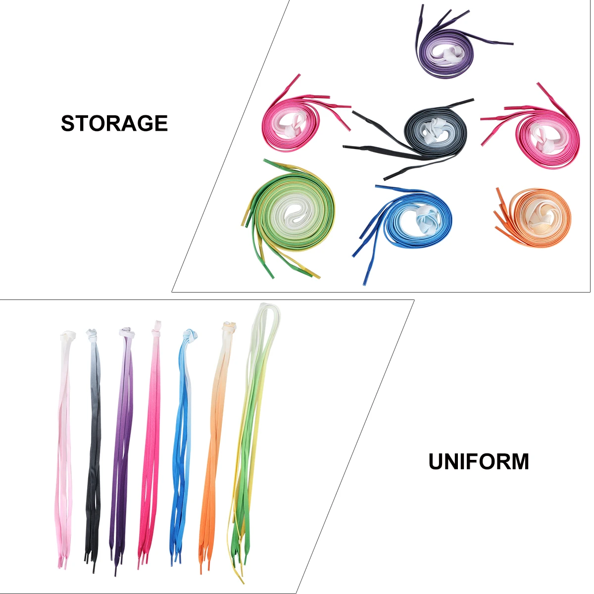 

8Pairs Gradient Flat Shoelaces Colorful Polyester Shoe Ties Durable Fashion Accessories for Casual Athletic Boots