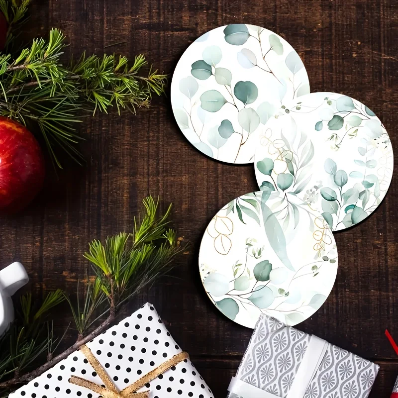 Graceful Soothing Floral Motif 2D Wooden Cup Mat Heat-Proof Skid-Resistant Cafe Workplace Household Ornament Clean Modern