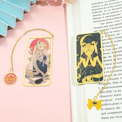 Anime Sailor Moon Metal Pendant Bookmark for Girls, School Stationery, Study Supplies, Birthday Party, Christmas Gift