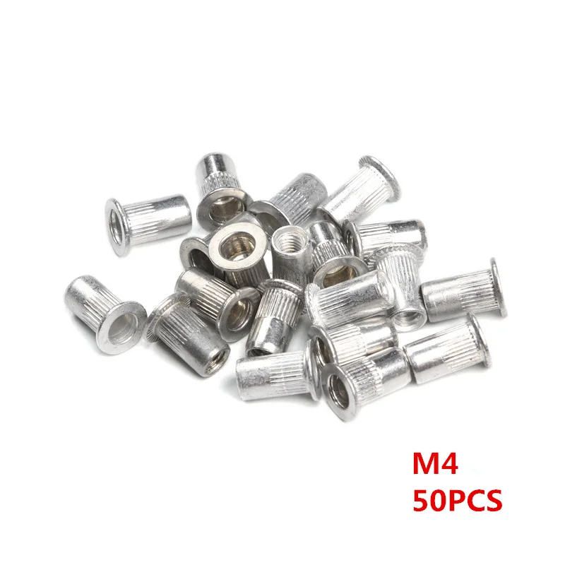 50pcs 20Pcs M3 M4 M5 M6 M8 M10 M12 Aluminum Alloy Rivnut Flat Head Threaded Rivet Insert Nutsert Cap Rivet Nut