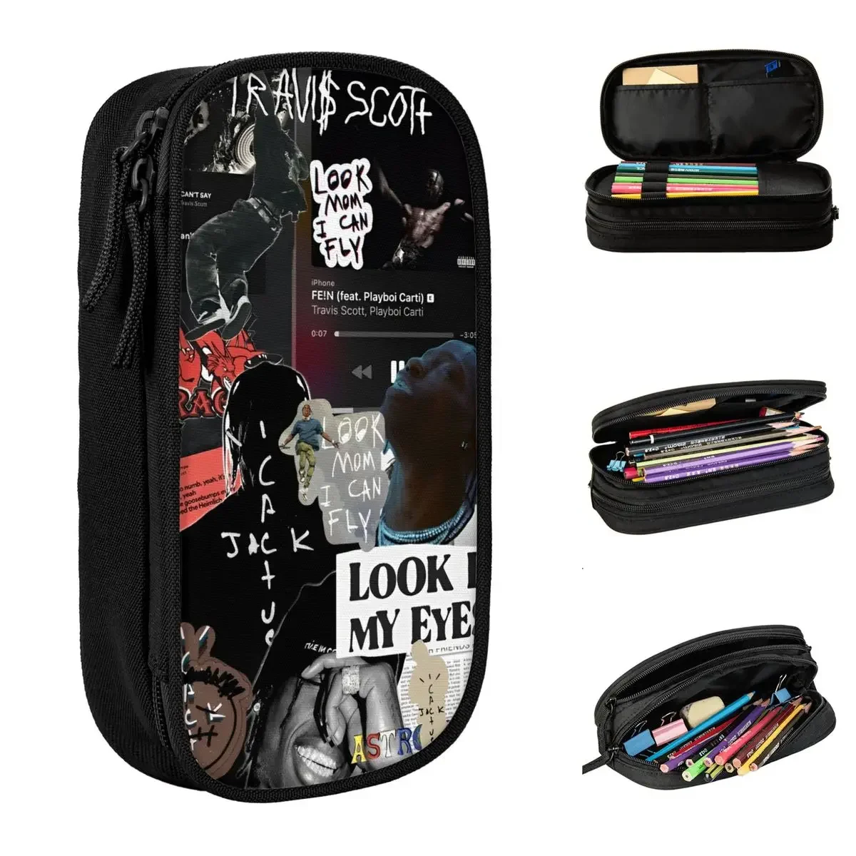 

Cactus Jack Hip Hop Music Pencil Case Pen Bag Kids Large Storage Students School Gifts Pencil Box