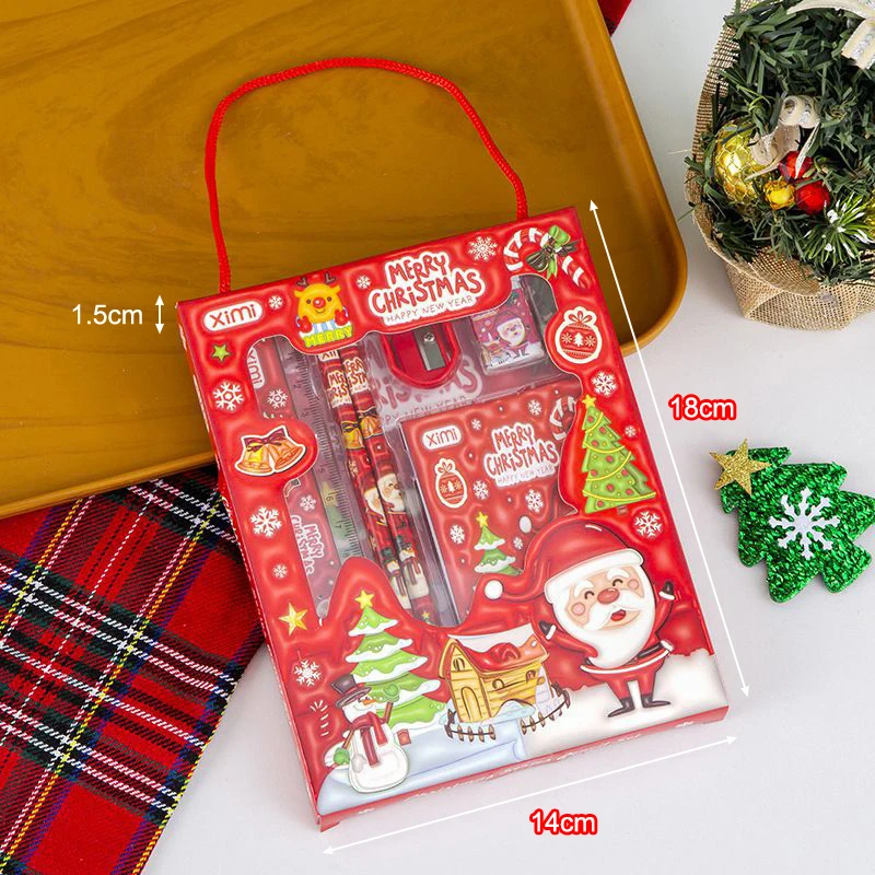 6 Pcs Children's Christmas Gift Stationery Set Party Gift Pencil Eraser Notebook Animal School Gift Bag Carnival Supplies