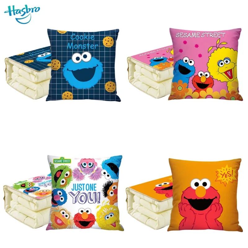 Sesame Street Big Bird Elmo Cookie Monster Creative Printed Multifunctional Pillow Quilt 2-in-1 Student Dormitory Blanket Gift