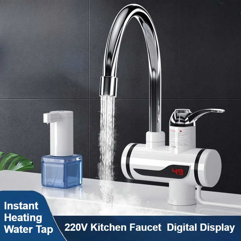 

Электрический водонагреватель 220 В, кухонный кран, безрезервуарный кран с мгновенным нагревом, проточный смеситель с подогревом, цифровой дисплей, кран для ванной комнаты