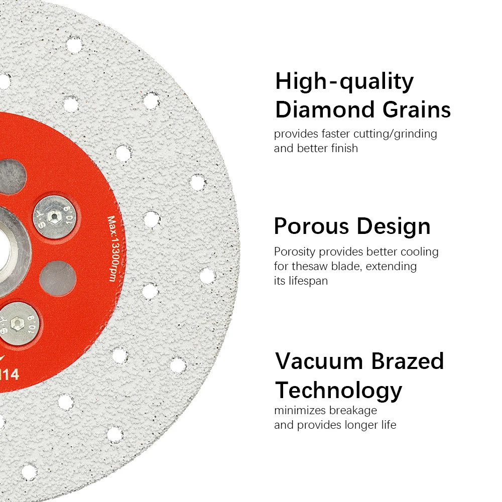 Imagem -05 - Vacuum Soldadas Diamante Moagem Disco Rebarbadora Roda de Corte Lâmina de Serra para Mármore Concreto Telha Cerâmica M14 100180 mm