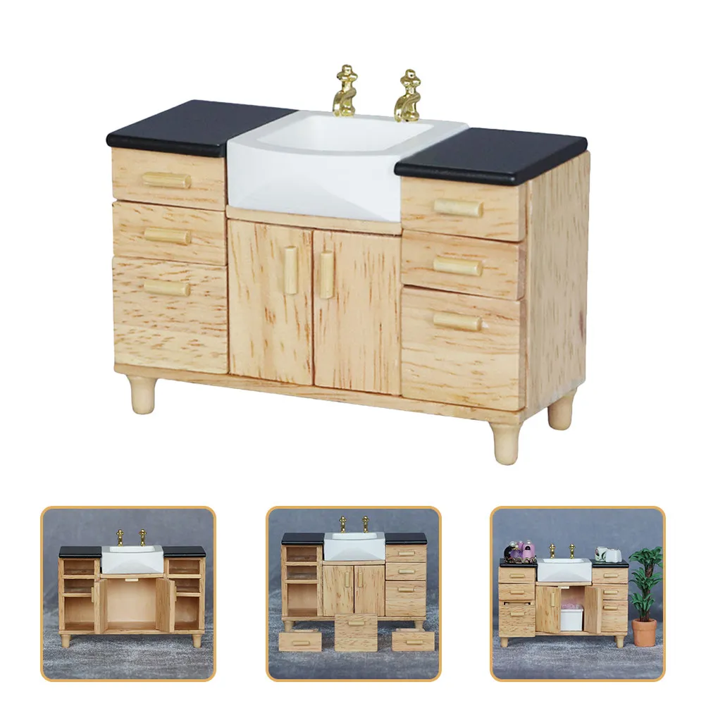 

Миниатюрный набор мебели для ванной комнаты для кукольного домика: реалистичный мини-раковина, легкий портативный декоративный аксессуар для микромоделей