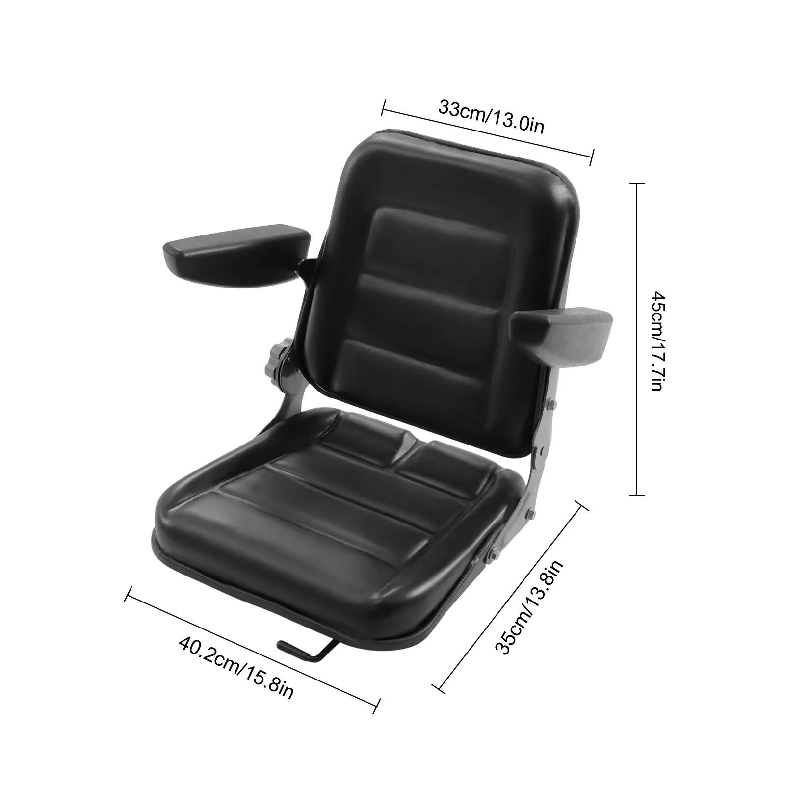 Assento de empilhadeira de substituição, assento de suspensão para trator de jardim com encosto ajustável, assento universal preto para cortador de grama